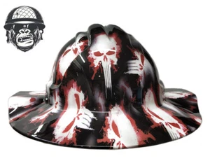 Custom Hydrographic Safety Hard Hat Mining BLOODY SKULLS BROADBRIM - Picture 1 of 6