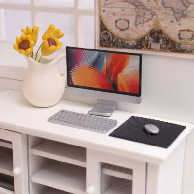 1SET 1/12 Scale Dollhouse Miniature Desktop Computer Mouse Keyboard Office Decor - Image 1 of 4