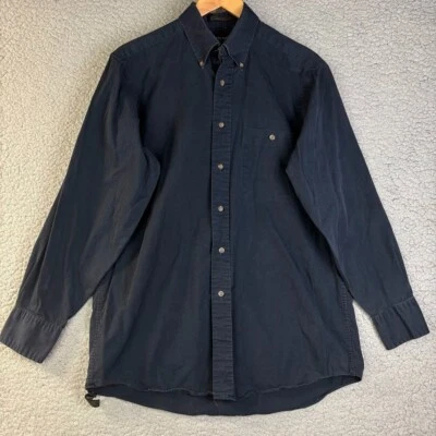 Camisa de vestir de colección Van Heusen para hombre sarga melocotón con botones 15 1/2 32/33 azul marino Foto 1 de 4