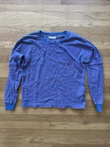 Madewell Drop-Sleeve Pocket Tee in Indigo Stripe Size Womens XS - Picture 1 of 5