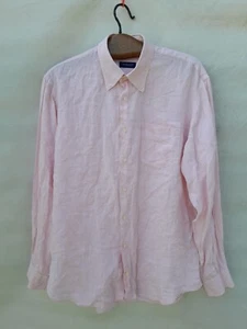Burberry London Linen Shirt Mens Large Pink Pocket Logo Made in Spain Summer - Picture 1 of 14