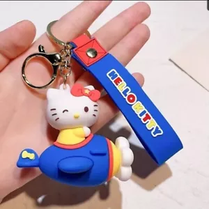 Ciondolo Sanrio Hello Kitty Su Aereo Portachiavi Anello Chiavi Zaino - Foto 1 di 2
