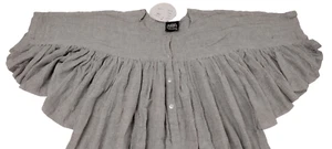 1970S Butterfly Cocoon Sleeve Midi Dress Bohemian by Zodiac Gray Crinkle Cotton - Picture 1 of 23