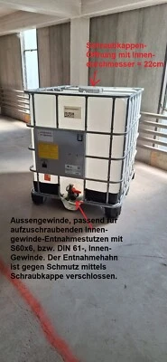 1000 L Kunstst. IBC-Container, Food-, Ex-Schutz-u. Gefahrgut-konform (neuwertig) - Bild 1 von 2
