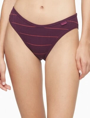 NWT Calvin Klein Women's (SMALL) RIBBED BIKINI GRAPE GLIMMER QD3885-500 - Image 1 of 4