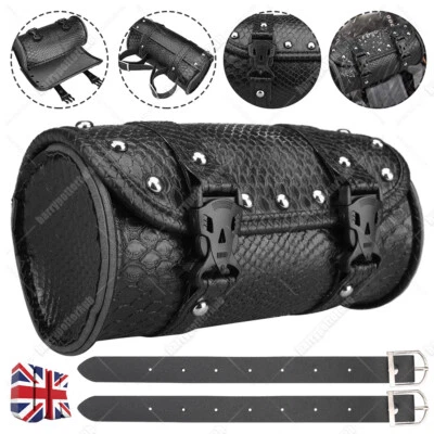 MOTORCYCLE FRONT TOOL BAG MOTORBIKE PU LETAHER TOOL ROLL SADDLE BAG FOR HARLEY - Image 1 of 4