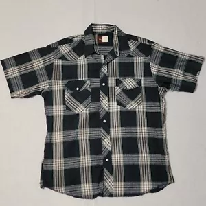 Camisa Wrangler Para Hombre Grande Manga Corta Perla A Presión Azul Verde Púrpura Cuadros - Imagen 1 de 8