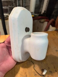 1920’s Antique Porcelain Art Deco Wall Scone Bathroom Light & Outlet - Picture 1 of 9