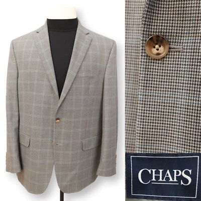 CHAPS Hombre Gris Pata de Gallo Dos Botones Abrigo Deportivo Traje Chaqueta Blazer 44 R Foto 1 de 4