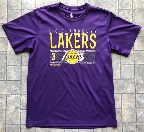 NBA LA Lakers Los Angeles T Shirt Size XL 18-20 Anthony Davis #3 Purple Yellow Cover