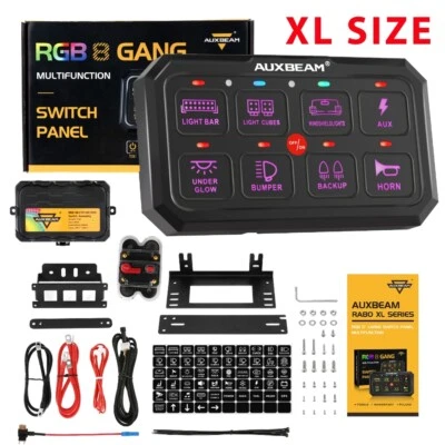 AUXBEAM 8 Gang XL 5" Switch Panel RGB Lights Controller For Jeep JK TJ CJ YJ JL - Image 1 of 4