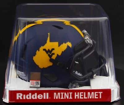 WEST VIRGINIA MOUNTAINEERS Riddell SPEED Mini Football Helmet w/EYE SHIELD VISOR - Image 1 of 3