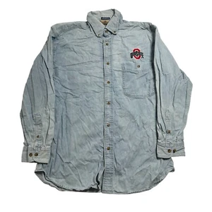 Vintage Ohio State Heisman Collection Reebok Denim Shirt Mens Medium M Blue 90s - Picture 1 of 10