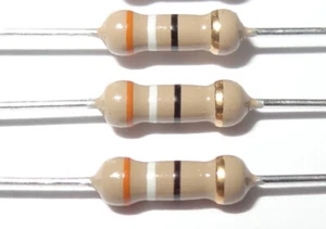  3 pcs  1/2 W, 5% Carbon Film Resistors, Axial .Select value from pull down menu - Picture 1 of 1
