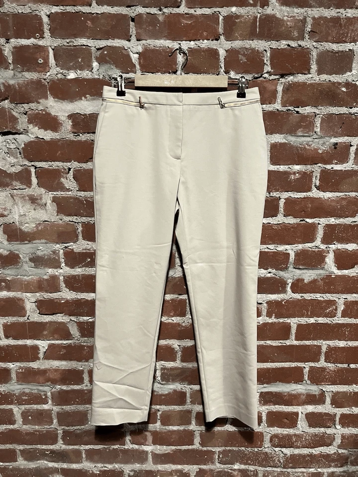 Calvin Klein Womens Ivory Straight Leg Leather Type Pants Size 8 NWT - Image 1 of 3
