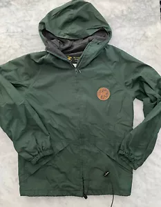 Chaqueta de lluvia rompevientos HUNTING WORLD para hombre verde oscuro con capucha con cremallera completa talla 34-36 - Imagen 1 de 5