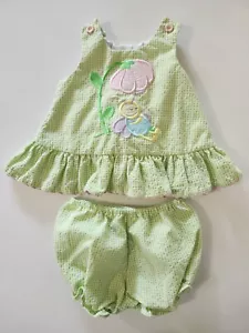 Austin & Ashley Baby Girls 6 Months Dress & Bloomers Green White Checkered EUC - Picture 1 of 17