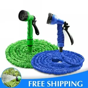 More details for 50ft expanding garden water hose pipe spray gun flexible grow stretch pipes