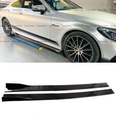 For Mercedes-Benz E200 E300 86" Side Skirt Extension Rocker Panel Splitter Black - Изображение 1 из 4