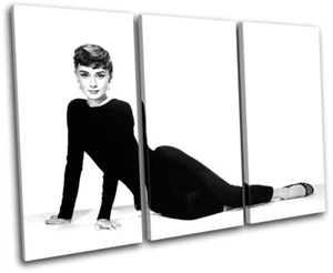 Audrey Hepburn Iconic Celebrities TREBLE CANVAS WALL ART Picture Print VA - Picture 1 of 1