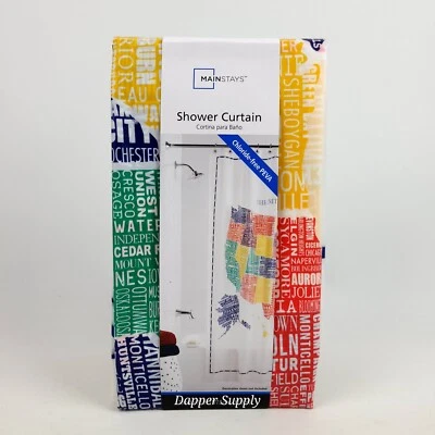 Mapa EE. UU. Cortina de Ducha 70" x 72" Mainstays 100% Libre de Cloruro PEVA Nuevo Foto 1 de 3