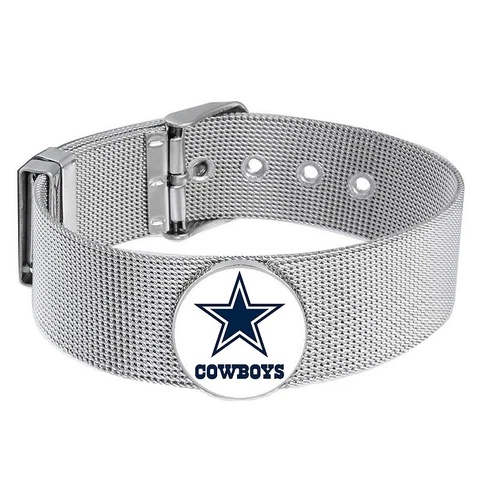 Special Dallas Cowboys Mens Large Stainless Steel Bracelet Adjusts To 8-1/4" D6 Cover