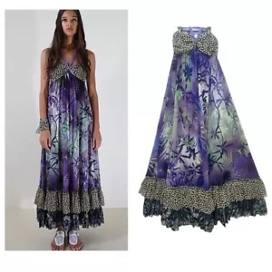 Jean Paul Gaultier Soleil Mesh Maxi Dress Womens XL Halter Abstract Fairy Y2k - Picture 1 of 16