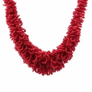 Collana maglia ceca vintage migliaia di perle di vetro semi rondelle rosse - Foto 1 di 3
