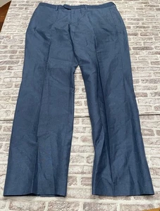 Pantalone uomo Bonobos blu taglia 36x32 chino misto lino dritto spiaggia costiera nuovo senza etichette - Foto 1 di 10