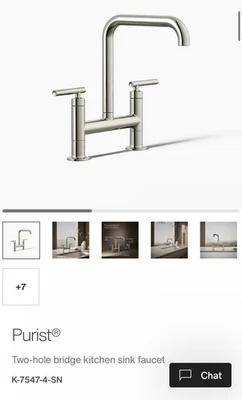 科勒K-7547-4-SN双孔桥厨房龙头抛光镍 — 第 1/3 张图片