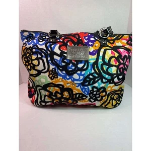 Bolso de Mano Coach Signature Estampado Floral Borde de Cuero Multicolor - Imagen 1 de 3