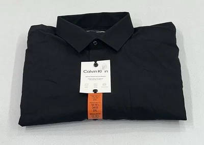 Calvin Klein Men's Active Performance Stretch Shirt, Black, 2XL (18-18.5, 34/35) - Image 1 of 2
