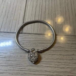 Pandora Regal Heart Padlock Silver | Bracelet 6.75” - Picture 1 of 5