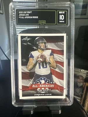 2020 LEAF DRAFT #71 ROOKIE - Jordan Love QB - All American - Gem Mint 10 - Image 1 of 2