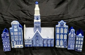 Delft Blue House Lot Of Six Chapel Cheese Market Canal House Gevel Anne Frank - Picture 1 of 14
