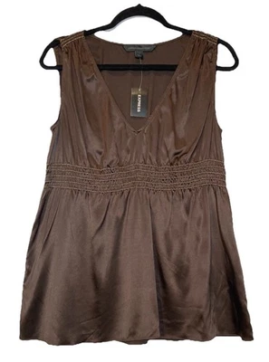 Top Babydoll Vintage Y2K Express Design Studio Seda Talla L Marrón Calado Hada Foto 1 de 4