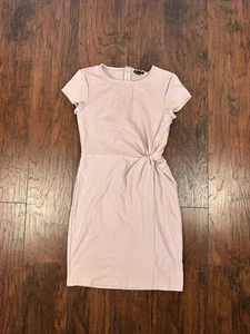Vestido para mujer Express rosa claro ajustado preppy manga corta frente torcido talla XS - Imagen 1 de 18