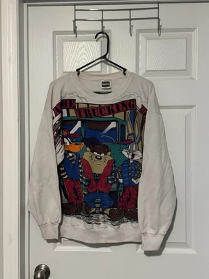 Suéter de Colección Looney Tunes Cuello Redondo XL Blanco 1994 Estampado Completo Camisa Warner Bros Foto 1 de 4