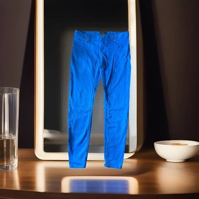 Ted Baker Royal Blue Denim Style Skinny Trousers Jean W30 Cotton Holiday Autumn - Image 1 of 4