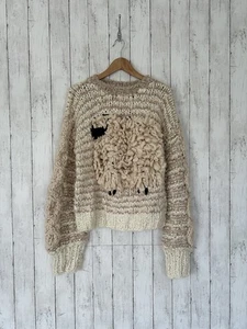 Free People Dream Of Sheep Jumper Size Small Oversized Cream Long Sleeve Knit - Picture 1 of 11