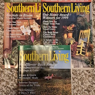 Southern Living Magazines Lot Of 3 From 1999 Vintage Advertising Ads SL03 Foto 1 de 4