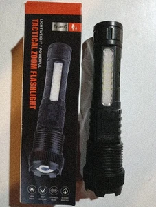 Lightweight Powerful Tactical Zoom Flashlight Black Super Bright Type C Charge - Picture 1 of 16