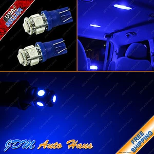 2x Ultra Blue Interior DOME MAP Reading 12V LED T10 Wedge Light Bulb 168 194 921 - Picture 1 of 3