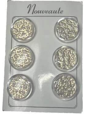 Кнопки Nouveaute 6 круглый прозрачный желтый блестящий смолы 1,25» хвостовик винтажный новый из старых запасов - Изображение 1 из 4