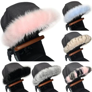 Luxury Faux Furs Pram Fur Hood Trim Universal Fit to All Brand Model Made in UK - Picture 1 of 28