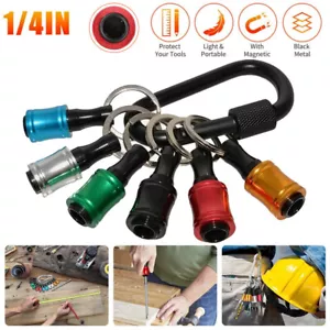 6-72x Bit Holder 1/4" Drill Holder Keychain Set for Impact Driver Push to Unlock - Picture 1 of 28