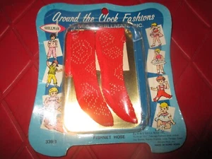 NIP Vintage BARBIE STYLE FASHION DOLL Red FISHNET STOCKINGS - 1960's - Picture 1 of 2