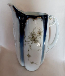 Antique Large Rosenthal Blue Flow Hand Painted Pitcher w 1898-1906 Mark 8.5" H - Picture 1 of 8