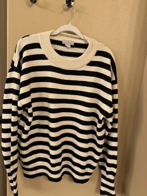 H&M Cream/Black Mock Neck Sweater XL - Image 1 of 4