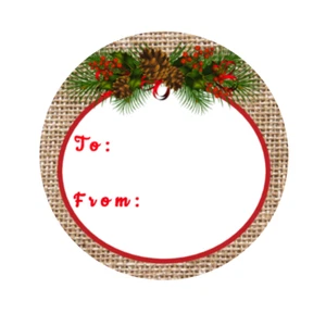 Christmas Holiday gift tag stickers, labels, burlap, - Picture 1 of 2